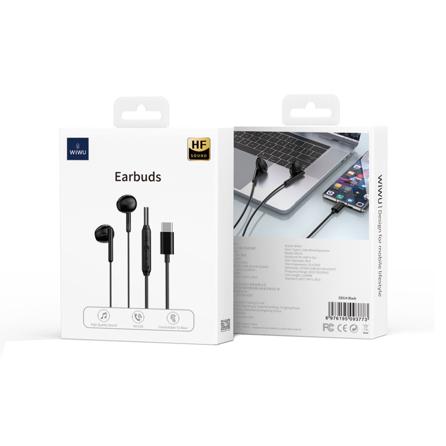 Type C Wired Earphone EB314 - Ergonomic Design with Wide Compatibility