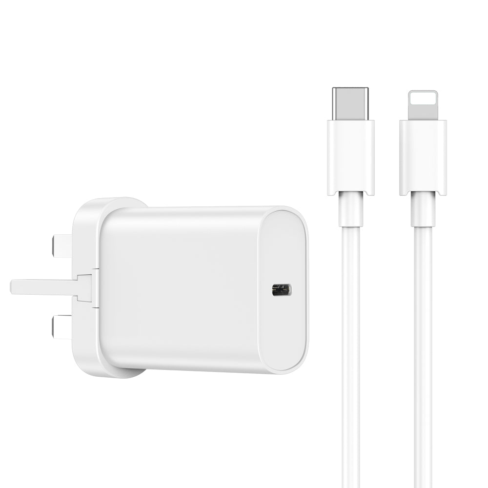 20W PD Charger + USB-C to Lightning Cable Set - Wi-U001 C-L (UK Plug)