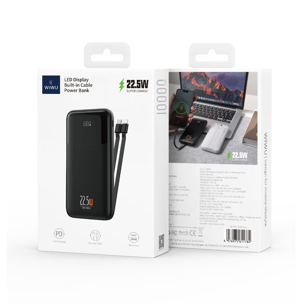 Wi-P021 10000mAh Power Bank - Fast Charging with Multiple Outputs