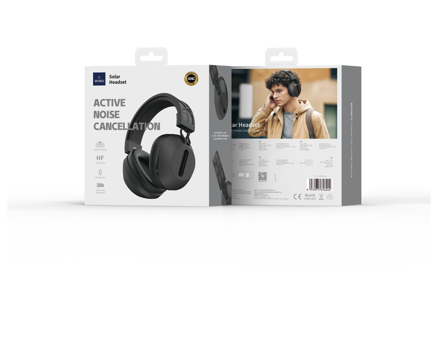 Solar Headset TD-06 - Wireless Bluetooth Headphones with ANC